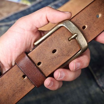 Men’s Genuine Leather Belt – Italian Cowhide with Brass Buckle 4